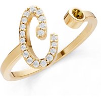 Letter C Citrine and Diamond Initial Letter Birthstone Open Ring in 18ct Gold