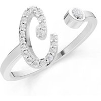 Letter C Diamond Initial Letter Birthstone Open Ring, 0.03 ct in 18ct White Gold