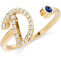 Letter D Sapphire and Diamond Initial Letter Birthstone Open Ring in 18ct Gold