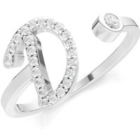 Letter D Diamond Initial Letter Birthstone Open Ring, 0.03 ct in 18ct White Gold