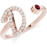 Letter D Garnet and Diamond Initial Letter Birthstone Open Ring in 9ct Rose Gold