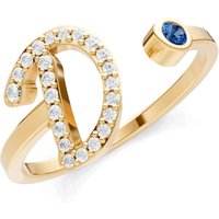 Letter D London Blue Topaz and Diamond Initial Letter Birthstone Open Ring in 9ct Gold