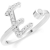 Letter E Diamond Initial Letter Birthstone Open Ring, 0.03 ct in 18ct White Gold