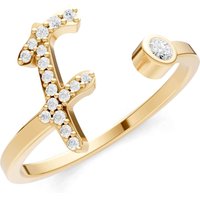 Letter F Diamond Initial Letter Birthstone Open Ring, 0.03 ct in 9ct Gold