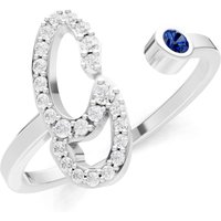 Letter G Sapphire and Diamond Initial Letter Birthstone Open Ring in 18ct White Gold