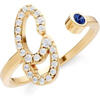 Letter G Sapphire and Diamond Initial Letter Birthstone Open Ring in 18ct Gold