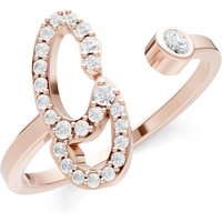 Letter G Diamond Initial Letter Birthstone Open Ring, 0.03 ct in 9ct Rose Gold