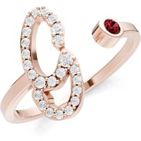 Letter G Garnet and Diamond Initial Letter Birthstone Open Ring in 9ct Rose Gold
