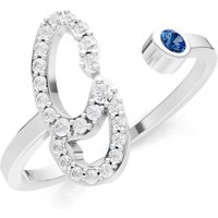Letter G London Blue Topaz and Diamond Initial Letter Birthstone Open Ring in 18ct White Gold