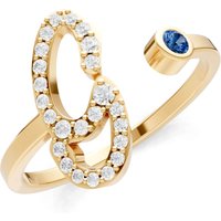 Letter G London Blue Topaz and Diamond Initial Letter Birthstone Open Ring in 9ct Gold