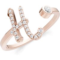 Letter H Diamond Initial Letter Birthstone Open Ring, 0.03 ct in 9ct Rose Gold