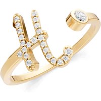 Letter H Diamond Initial Letter Birthstone Open Ring, 0.03 ct in 9ct Gold