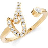 Letter I Diamond Initial Letter Birthstone Open Ring, 0.03 ct in 18ct Gold