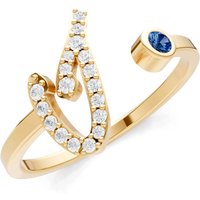 Letter I London Blue Topaz and Diamond Initial Letter Birthstone Open Ring in 9ct Gold