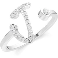 Letter J Diamond Initial Letter Birthstone Open Ring, 0.03 ct in 9ct White Gold