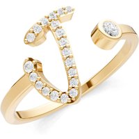 Letter J Diamond Initial Letter Birthstone Open Ring, 0.03 ct in 18ct Gold