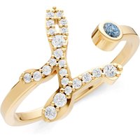 Letter L Aquamarine and Diamond Initial Letter Birthstone Open Ring in 18ct Gold