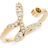 Letter L Citrine and Diamond Initial Letter Birthstone Open Ring in 9ct Gold