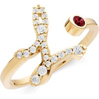Letter L Garnet and Diamond Initial Letter Birthstone Open Ring in 18ct Gold