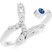 Letter L London Blue Topaz and Diamond Initial Letter Birthstone Open Ring in 18ct White Gold
