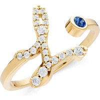 Letter L London Blue Topaz and Diamond Initial Letter Birthstone Open Ring in 18ct Gold