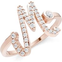 Letter M Diamond Initial Letter Birthstone Open Ring, 0.03 ct in 9ct Rose Gold