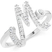 Letter M Diamond Initial Letter Birthstone Open Ring, 0.03 ct in 18ct White Gold
