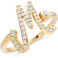 Letter M Diamond Initial Letter Birthstone Open Ring, 0.03 ct in 9ct Gold