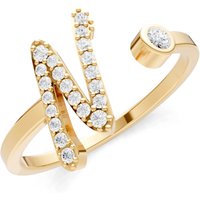 Letter N Diamond Initial Letter Birthstone Open Ring, 0.03 ct in 18ct Gold