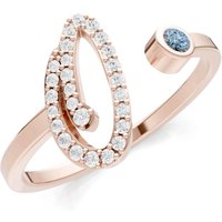 Letter O Aquamarine and Diamond Initial Letter Birthstone Open Ring in 9ct Rose Gold