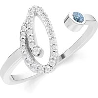 Letter O Aquamarine and Diamond Initial Letter Birthstone Open Ring in 18ct White Gold