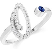 Letter O Sapphire and Diamond Initial Letter Birthstone Open Ring in 18ct White Gold