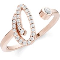 Letter O Diamond Initial Letter Birthstone Open Ring, 0.03 ct in 9ct Rose Gold