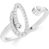 Letter O Diamond Initial Letter Birthstone Open Ring, 0.03 ct in 18ct White Gold