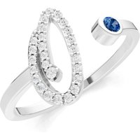Letter O London Blue Topaz and Diamond Initial Letter Birthstone Open Ring in 18ct White Gold
