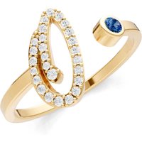 Letter O London Blue Topaz and Diamond Initial Letter Birthstone Open Ring in 18ct Gold