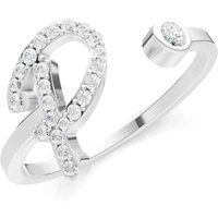Letter P Diamond Initial Letter Birthstone Open Ring, 0.03 ct in 9ct White Gold