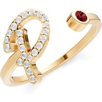 Letter P Garnet and Diamond Initial Letter Birthstone Open Ring in 18ct Gold