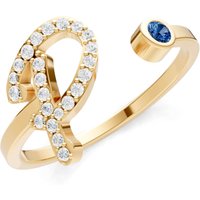 Letter P London Blue Topaz and Diamond Initial Letter Birthstone Open Ring in 18ct Gold