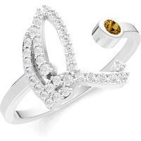 Letter Q Citrine and Diamond Initial Letter Birthstone Open Ring in 18ct White Gold