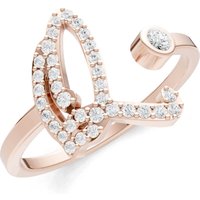 Letter Q Diamond Initial Letter Birthstone Open Ring, 0.03 ct in 9ct Rose Gold