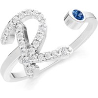Letter R London Blue Topaz and Diamond Initial Letter Birthstone Open Ring in 18ct White Gold