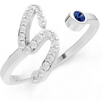 Letter S Sapphire and Diamond Initial Letter Birthstone Open Ring in 9ct White Gold