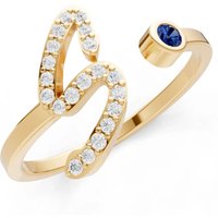 Letter S Sapphire and Diamond Initial Letter Birthstone Open Ring in 9ct Gold