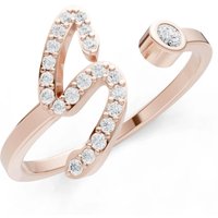 Letter S Diamond Initial Letter Birthstone Open Ring, 0.03 ct in 9ct Rose Gold