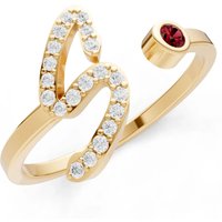 Letter S Garnet and Diamond Initial Letter Birthstone Open Ring in 9ct Gold