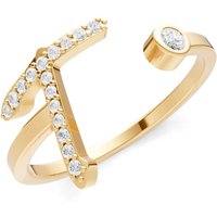 Letter T Diamond Initial Letter Birthstone Open Ring, 0.03 ct in 9ct Gold