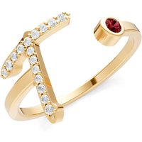 Letter T Garnet and Diamond Initial Letter Birthstone Open Ring in 18ct Gold