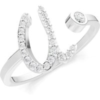 Letter U Diamond Initial Letter Birthstone Open Ring, 0.03 ct in 9ct White Gold