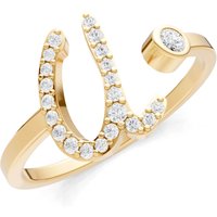 Letter U Diamond Initial Letter Birthstone Open Ring, 0.03 ct in 9ct Gold